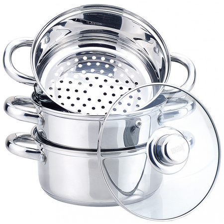 Stalowy garnek do gotowania na parze, Ø20 cm, pojemność 3,1 l, zestaw 5 elementów KINGHoff