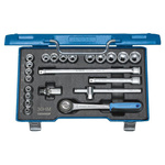 Zestaw kluczy nasadowych 3/8" UD-profil (22 elementy), rozmiary 6-22 mm z solidną dźwigniową grzechotką, przedłużką, przegubem kardana i uchwytem krzyżowym, Gedore D 30 HMU-10, 6239700