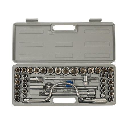 Zestaw nasadek metryczno/imperialnych 1/2" z grzechotką, 42 elem., 42 elementy, Silverline SS39