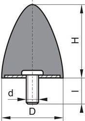 Wibroizolator gumowo-metalowy, paraboliczny GP DP 30x36 M8x20