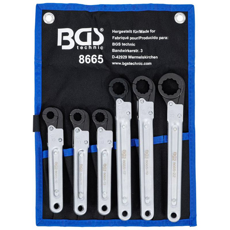 Zestaw kluczy grzechotkowych do przewodów 6 szt., BGS 8665