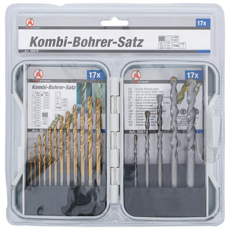 Zestaw 17 wierteł do metalu 1,5-10 mm, BGS Diy 50818