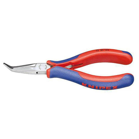Szczypce chwytające dla elektroników, szczęki płasko-okrągłe wygięte pod kątem 45° 145 mm KNIPEX 35 82 145