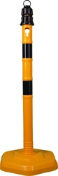 Słupek z łańcuszkiem 1000mm Ø63mm żółty z 2 czarnymi paskami