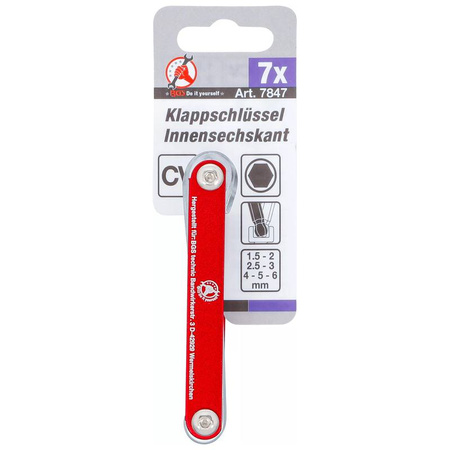 Klucz kłowy imbusowy z kulką 1,5-6 mm, BGS Diy 7847