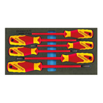 Zestaw 6 izolowanych wkrętaków płaskich i krzyżakowych w module Check-Tool 1/3, Gedore 1500 CT1-VDE 2170 PZ, 2309173