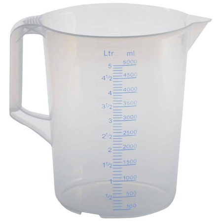 Przezroczysty dzbanek z miarką 5 l z polipropylenu do cieczy technicznych i chemikaliów Hunersdorff