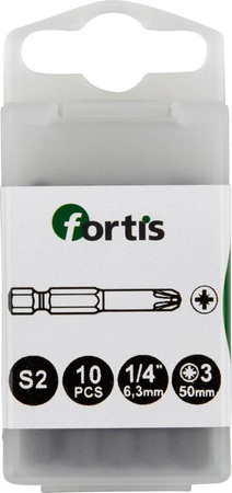Bity 1/4 DIN3126 Pozidriv PZ 3 x 50mm 10szt FORTIS