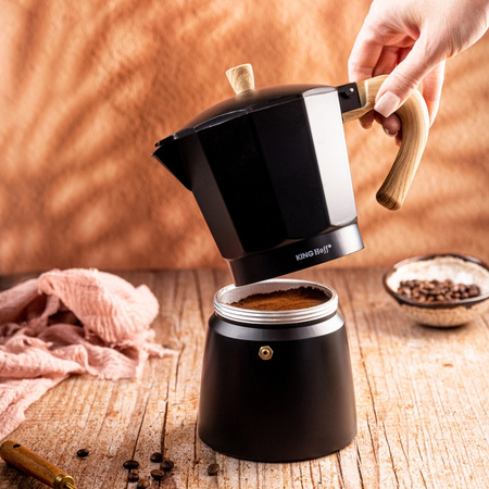 Aluminiowy zaparzacz ciśnieniowy do kawy, 6 filiżanek, czarny KINGHoff