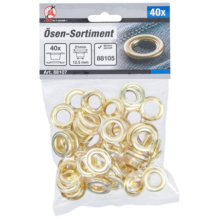 Zestaw oczek do zatrzasków 12,5 x 21 mm 40 szt., BGS Diy 88107