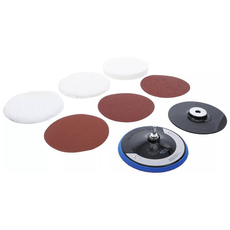 Zestaw tarcz szlifierskich i polerskich Ø 180 mm 8 szt., BGS 74380