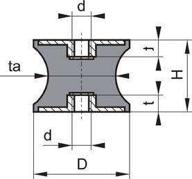 Wibroizolator gumowo-metalowy,  taliowany C,  GP CT 40x50 M8