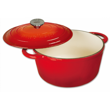 Garnek żeliwny z pokrywą Ø24 cm, pojemność 4 l czerwony KINGHoff