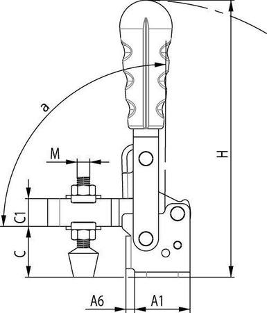 Docisk szybkomocujący, pionowy, wielkość 2