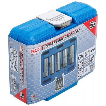 Zestaw sześciokątnych nasadek do świec zapłonowych napęd 12,5 mm (1/2") 14-21 mm 5 szt, BGS 6641
