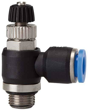 Zawór dławiący zwrotny wtykowy gw. 1/4 do węża 6mm