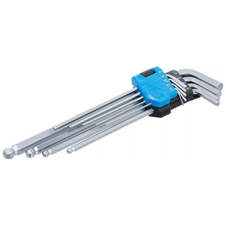 Zestaw długich kluczy imbusowych z kulką 1,5-10 mm 9 szt., BGS 790