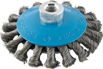 Szczotka stożkowa, drut stalowy M14 pleciony 100x mm FORMAT