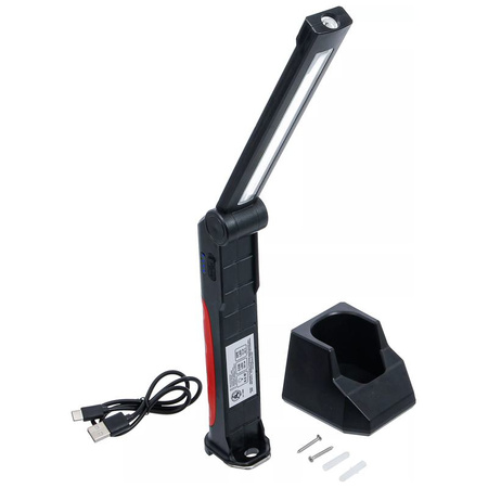Akumulatorowa latarka przegubowa LED COB 6,5 W ze stacją ładowania, BGS Diy 74636