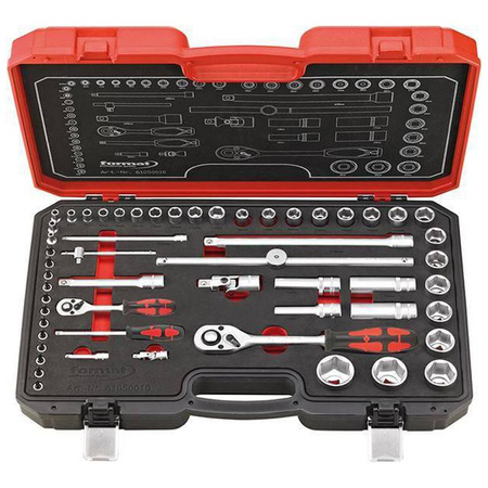 Zestaw końcówek wymiennych klucza nasadowego 1/4" i 1/2" 55-częściowy FORMAT