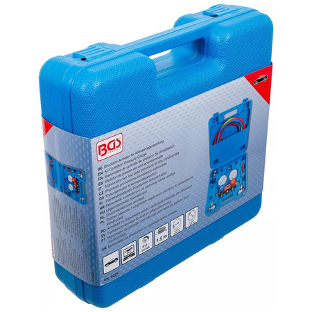 Zestaw zaworów z czujnikiem zegarowym ciśnienia do sprawdzania klimatyzacji, BGS 8425