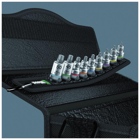 Zestaw 9 nasadek bitem TORX HF do grzechotki Zyklop 3/8" na zawieszce tekstylnej, Wera