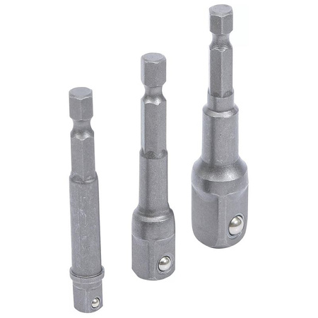 Zestaw adapterów do wiertarek 6,3 mm (1/4") 6,3 mm (1/4") / 10 mm (3/8") / 12,5 mm (1/2") 3 szt., BGS Diy 8204