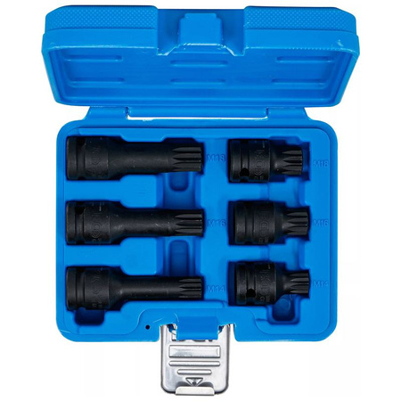 Zestaw 6 udarowych nasadek z bitem, gniazdo wielokątne (XZN) M14-M18, napęd 12,5 mm (1/2"), BGS 5380
