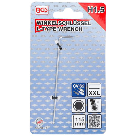 Długi klucz imbusowy z kulką 1,5 mm, BGS 790-1.5