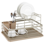 Beżowa dwupoziomowa suszarka do naczyń, stal-plastik KINGHoff