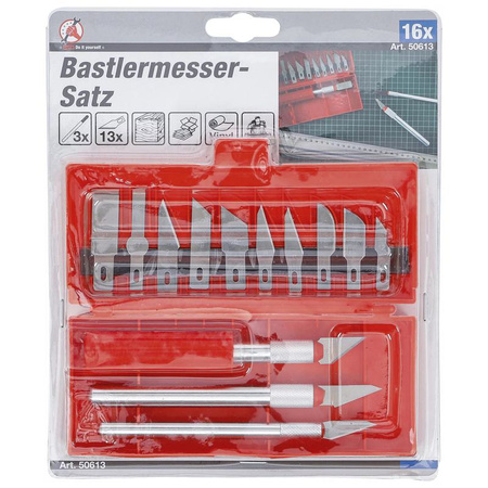 Zestaw nożyków modelarskich 16 szt., BGS Diy 50613