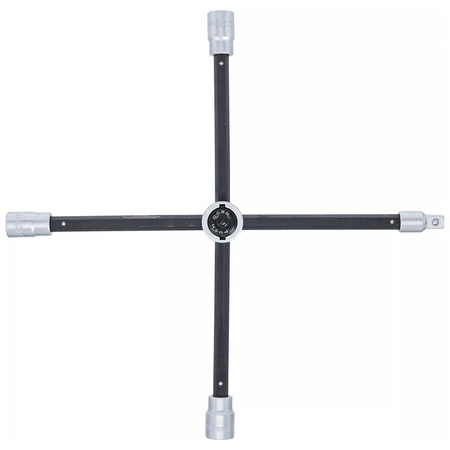 Klucz krzyżakowy z przegubem do kół do samochodów osobowych czworokąt 17 x 19 x 21 x 12,5 mm (1/2"), BGS 1456