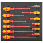 Moduł narzędziowy 1/3 z wkrętakami VDE SL/PH + próbnik fazy, 12-częściowy w module piankowym Wera