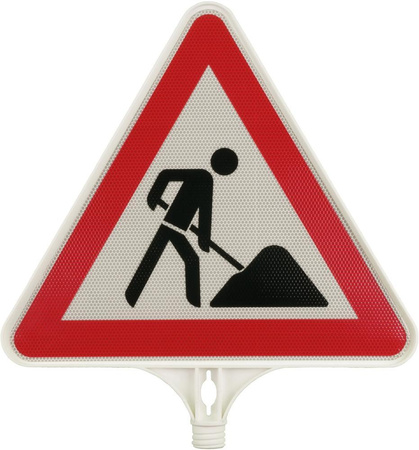 Znaki ostrzegawcze "Roboty budowlane" na stożek drogowy