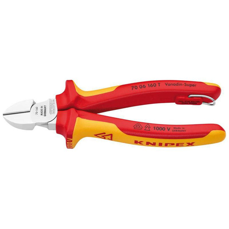Szczypce tnące boczne z izolowanymi rękojeściami 1000V VDE 160 mm KNIPEX 
70 06 160 T