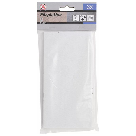 Ślizgacze filcowe arkusze białe 100 x 200 mm 3 szt., BGS Diy 80711