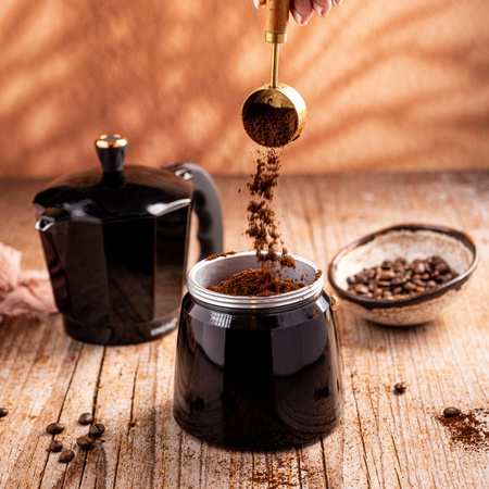 Aluminiowa kawiarka ciśnieniowa do kawy, 6 filiżanek, czarny/rose gold KINGHoff