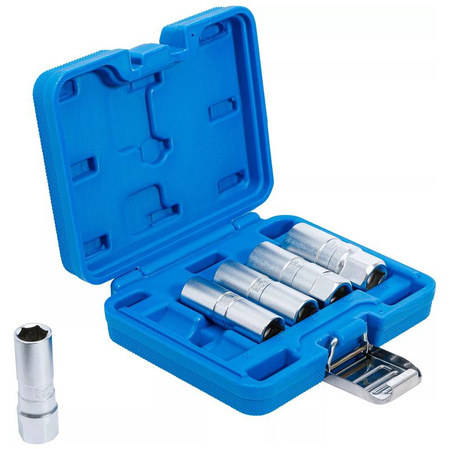Zestaw sześciokątnych nasadek do świec zapłonowych napęd 12,5 mm (1/2") 14-21 mm 5 szt, BGS 6641