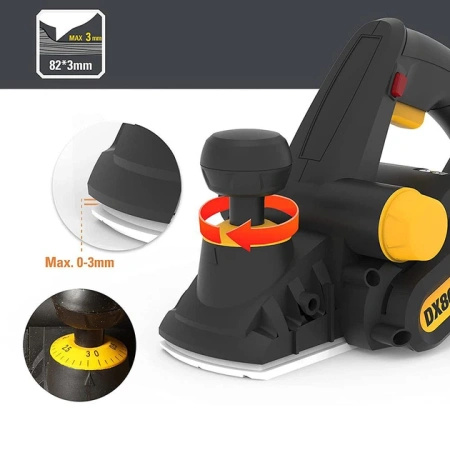 Strug elektryczny CAT DX86 900 W, szerokosć strugania 82 mm, głębokosć strugania 3 mm, podwójne noże DX86 CAT