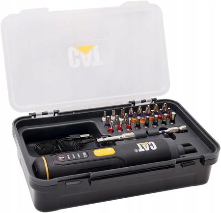 Wkrętak akumulatorowy 3,6 V Li‑Ion 1,5 Ah, 5 Nm, 26 bitów, walizka CAT DX1110