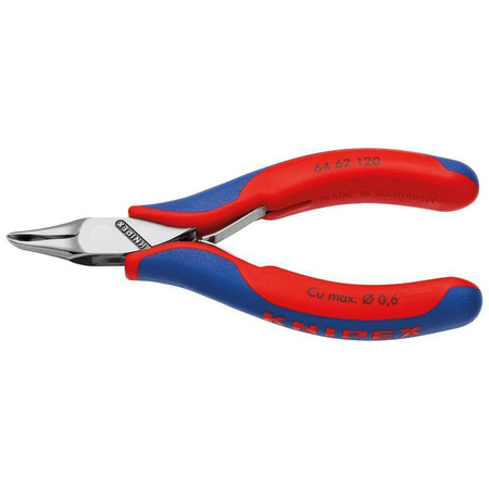 Precyzyjne szczypce tnące czołowe, ostrza skośne zgięte pod kątem 65° z rękojeściami wielokomponentowymi 120 mm KNIPEX 64 62 120