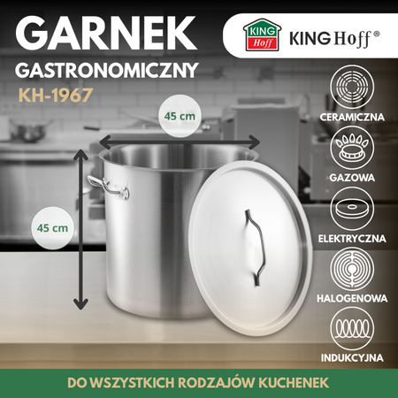 Garnek gastronomiczny ze stali nierdzewnej Ø45 cm, pojemność 71 l KINGHoff