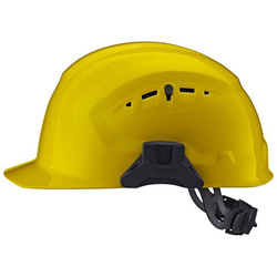 Żółty kask budowlany ochronny CrossElectric z blokadą skrętną, SHUBERTH