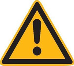 Znak ostrzegawczy ogólny 50mm 10szt samoprzylepne