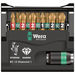 Zestaw bitów BiTorsion z uchwytem Rapidator Bit-Check 12 Diamond 1 Wera