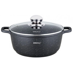 Garnek z powłoką marmurową Ø24 cm, pojemność 4,5 l, czarny KINGHoff