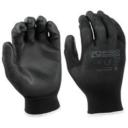 Rękawice robocze ochronne poliuretowane czarne PRO rozmiar 8