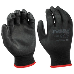 Rękawice robocze ochronne poliuretowane czarne PRO rozmiar 9