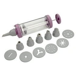 Strzykawka do dekorowania/prasa do ciastek, plastikowa, 6 końcówek FACKELMANN