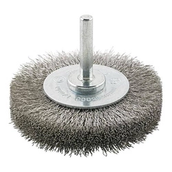 Szczotka tarczowa trzpieniowa, drut ze stali nierdzewnej, falisty 50x6x mm FORMAT